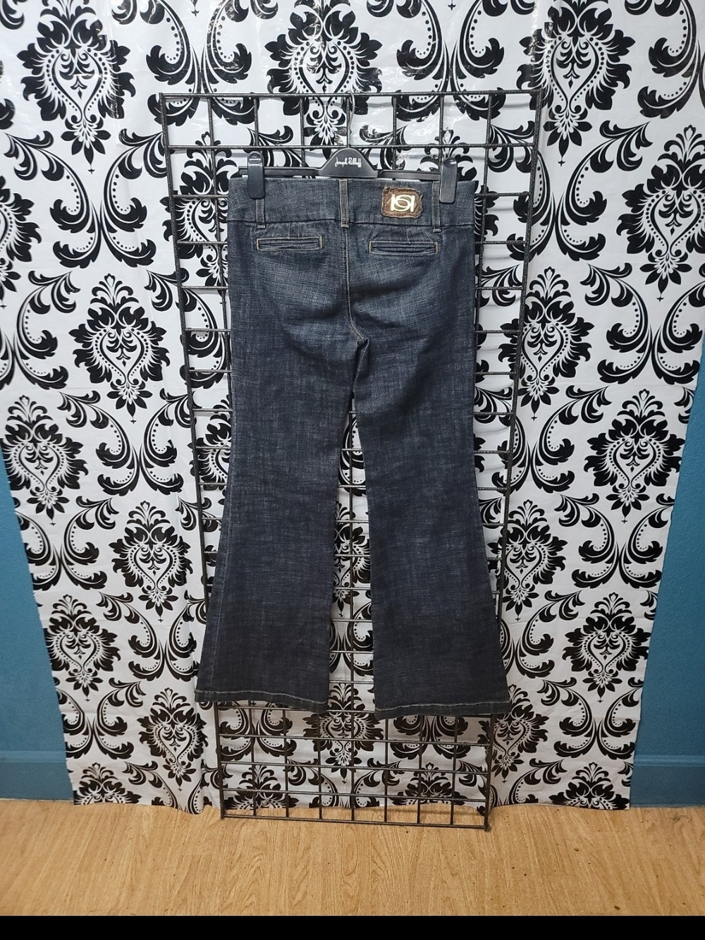 bebe Dark Blue Flared Wide-Leg Jeans - Picture 3 of 5